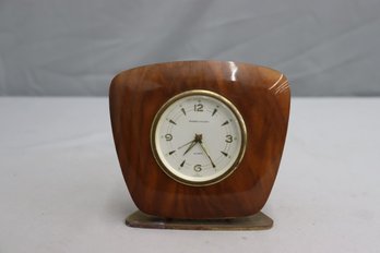 Vintage Phinney-Walker Bedside Alarm Clock - Mahogany On Brass Base
