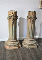 A Pair Of Terracotta Fluted Display Columns