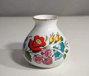 Hand-painted Floral Porcelain Bud Vase - 4' Tall By Kalocsa Hungary