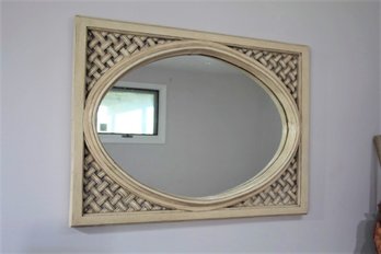 Oval Wall Mirror In Inset Lattice Work Frame