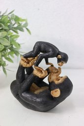 Playful Chimpanzee And Baby Figurine