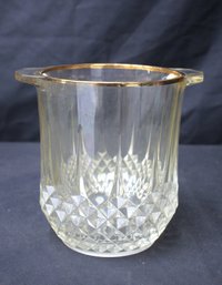 VTG. Large D'Arques Longchamp Crystal Glass Champagne Wine Bucket Gold Rim