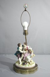 Vintage Porcelain Courting Couple Figural Lamp - A Unique Piece With Character And Charm!