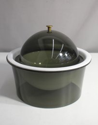 Vintage Thermalene Acrylic Bubble Dome Ice Bucket MCM Barware Smoke Grey