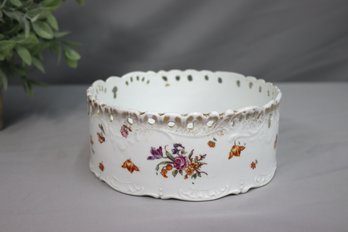 Carlsbad Austria With Floral Porcelain  Pudding Bowl Planter