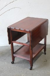 Mahogany Tea Trolley With Removable Clear Glass Shelf