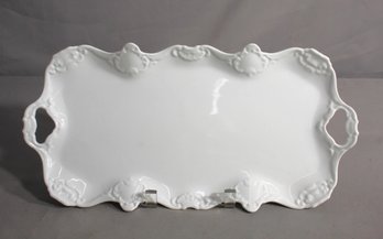 Antique White Porcelain Serving Tray With Baroque Accents'