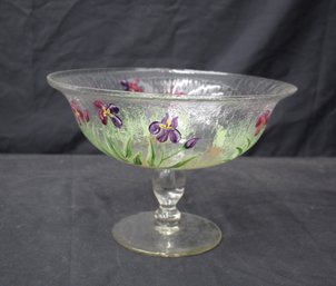 Hand-Painted Glass Centerpiece Bowl - 8.5' High X 12' Diameter