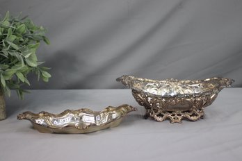 Vintage  Silver-plated Quadruple Tray And  Victor Silver Co Quadruple Plate  Footed Basket Bin