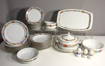 Partial Vintage  Kalocsa Hungarian Hand-Painted Porcelain Dinnerware Set