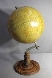 Vintage French Terrestrial Globe With Elegant Wooden Stand