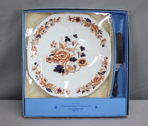 Enoch Wedgwood Cake Set With Sterling Silver Server, New In Box