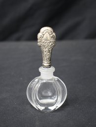 Vintage Towle Sterling Silver Encased Stopper Glass Perfume Bottle