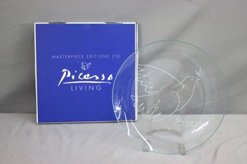 Masterpiece Editions Picasso Dove Of Peace Etched Glass Collectible Plate