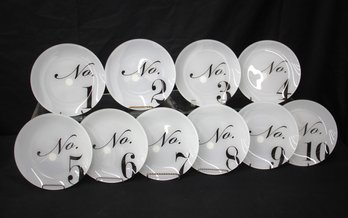 Set Of Ten Shiraleah 'No.' Numbered Decorative Plates