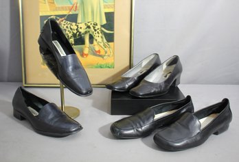 Assorted Lot Of Vintage Women's Black Dress Shoes - Various Brands And Sizes