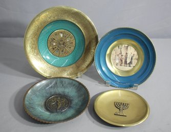 Group Lot Of Vintage Metal Israel Embossed Plates