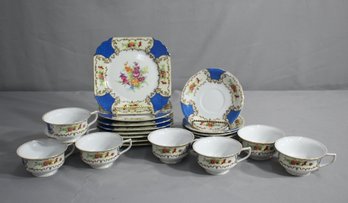24pc Vintage Hand-Painted Japanese Porcelain Cups/Saucers And Small Plates