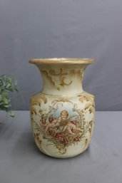 Cherubs And Acanthus Leaf Porcelain Vase