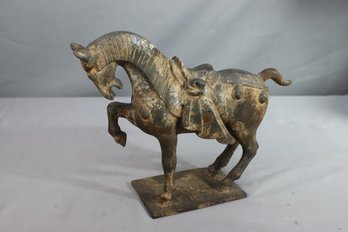 Chinese Tang-style Imperial War Horse Statue In Cast Mixed Metal