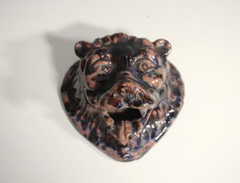 Glazed Redware Lion's Head Plaque