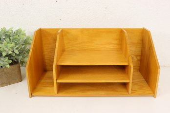 Wooden Desk Top Five Compartment Organizer - Made In Mexico