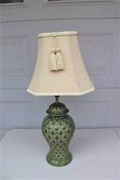 Single Ceramic Green Lamp With Shade