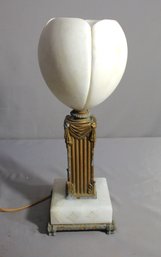 Art Nouveau/Art Deco Gilt Bronze And White Marble Lamp