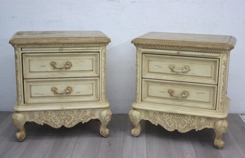 Pair Of French Provincial  Night/side Tables With Slide Out Task Surface