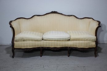 Antique Victorian Settee With Cream Upholstery