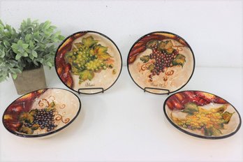 Group Of 4 Sorelle Studios Certified International Ceramic Grape Bunch/Varietal Bowls