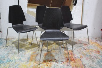 Set Of Four (4) Ikea Vilmar Stackable Dining Chairs