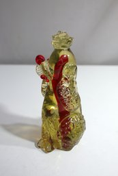 1950s  Murano Glass 8 Sitting Poodle Dog Red Cased In Vaseline Glass