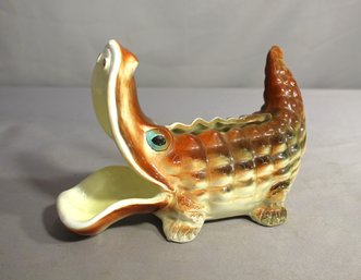 Vintage Ceramic Alligator Planter- Missing His Front Tooth