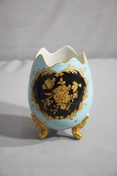Vintage Barat Limoges Porcelain Three-footed Blue Cracked Egg Vase