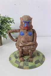 Clever Ceramic Monkey Figurine  Becomes Pitcher, Cup, And A Saucer, Signed  (4pcs Total)