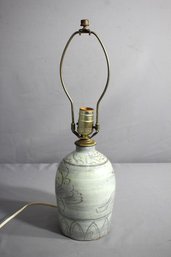 Floral Motif Vintage  Pottery Table Lamp