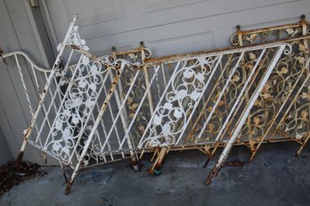 Group Lot Of Vintage Wrought Iron Railing Panels Handrails