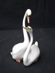 Herend Hungary Porcelain Double Swan Figurine-7.5'h