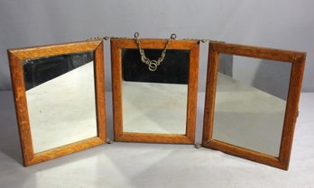 Antique Mirror Triple Folding Hanging Shaving Travel Mirror