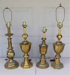 Group Of Four Brass Table Lamps