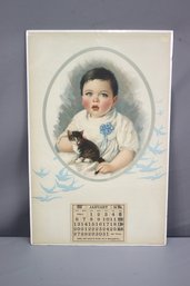 1918 CALENDAR With Two Kittens Print From Harry Roseland Painting