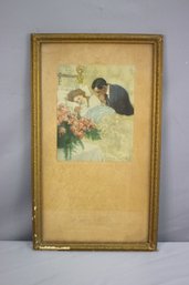 Vintage Art Print 'The Gift' By C Clyde Squires Newborn Mother & Father