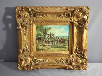 Countryside Oil Painting By Brigo In Ornate Gold Frame