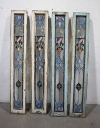 Set Of Four Vintage Tiffany Style  Stained Glass Windows0 (72'h X 11'w)