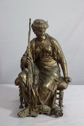 Vintage 'Seated Artemis' Etienne Henri Dumaige Sculpture