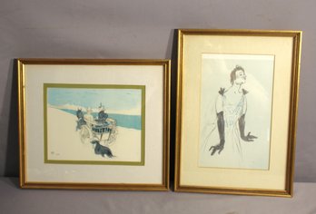 Pair Of Vintage Framed Prints: Victorian Carriage And Fashion Illustration-13.5'x 16'