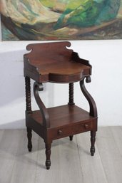 Vintage Mahogany Wash Stand With Drawer And Shelf