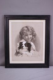 Framed Print Of A Little Girl And Her Dog