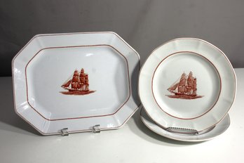 3pc -Wedgwood English Ironstone China  Ships Clipper Flying Cloud Platter & Plates